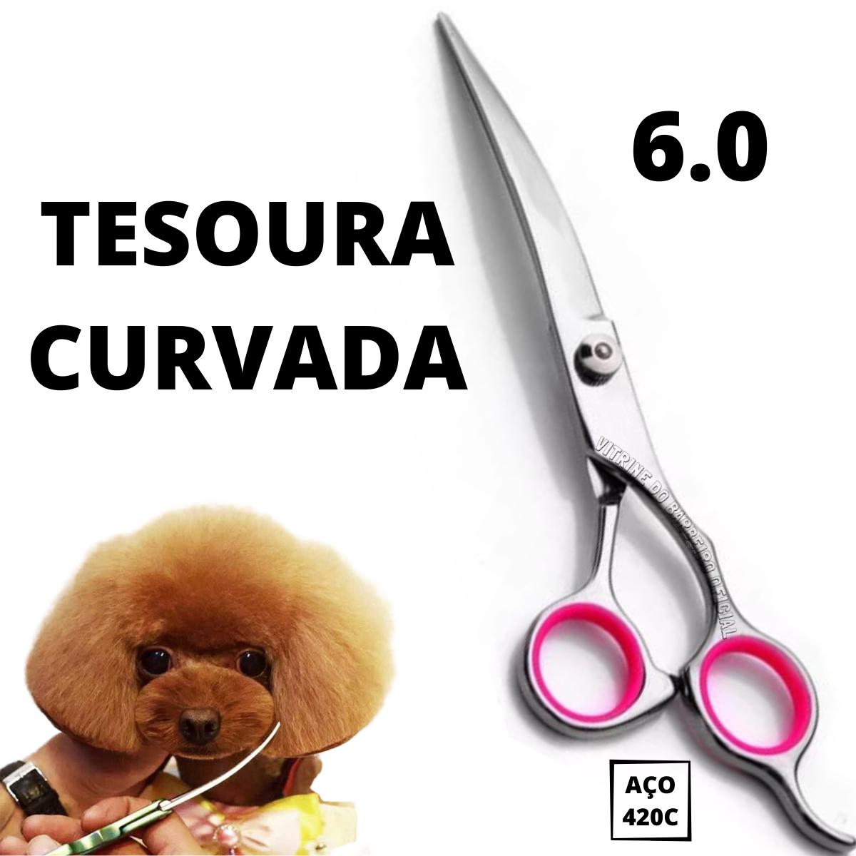 Tesoura Curvada Banho E Tosa Pet Para Petshop