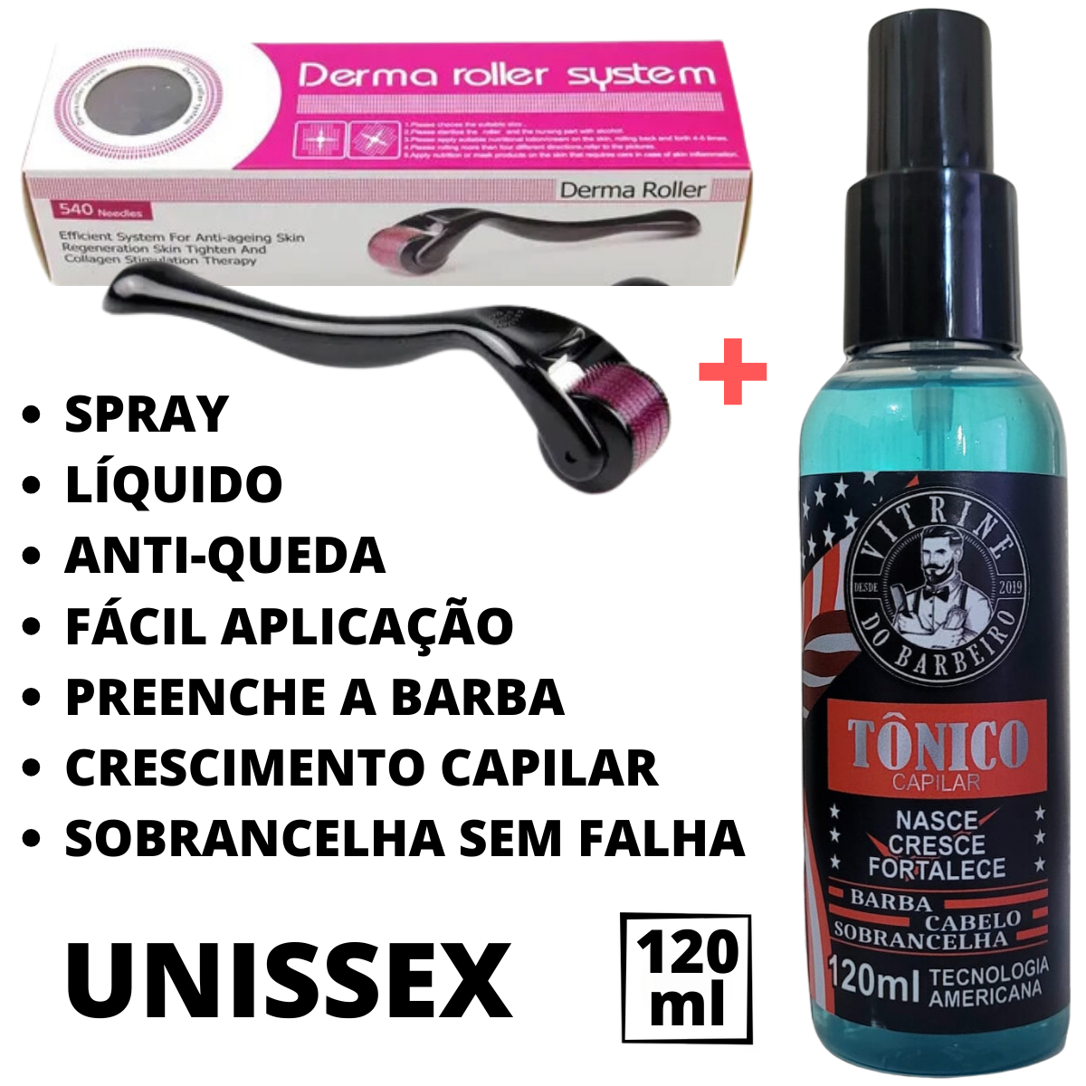 Tratamento Capilar Para Calvície Tônico + Rolo Microperfuração