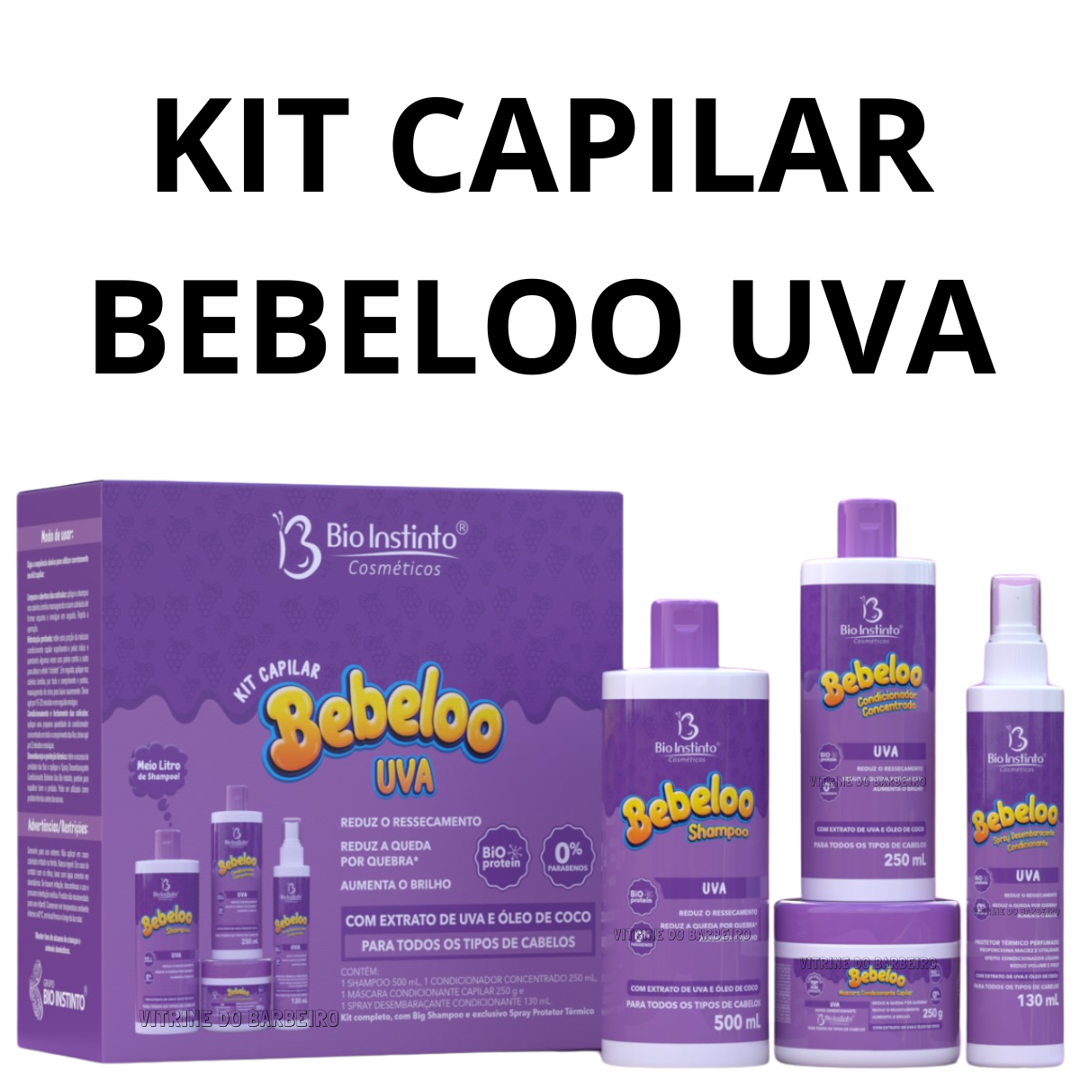 Kit Capilar Bebeloo Uva Kit Para Nutrição Hidratação Brilho