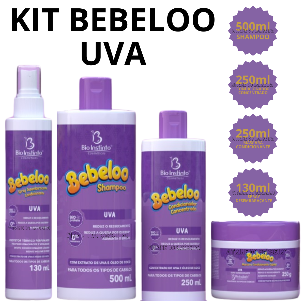 Kit Capilar Bebeloo Uva Kit Para Nutrição Hidratação Brilho