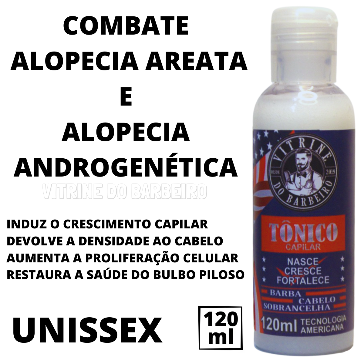 Tônico Nasce Cresce Cabelo Para Calvície Antiqueda