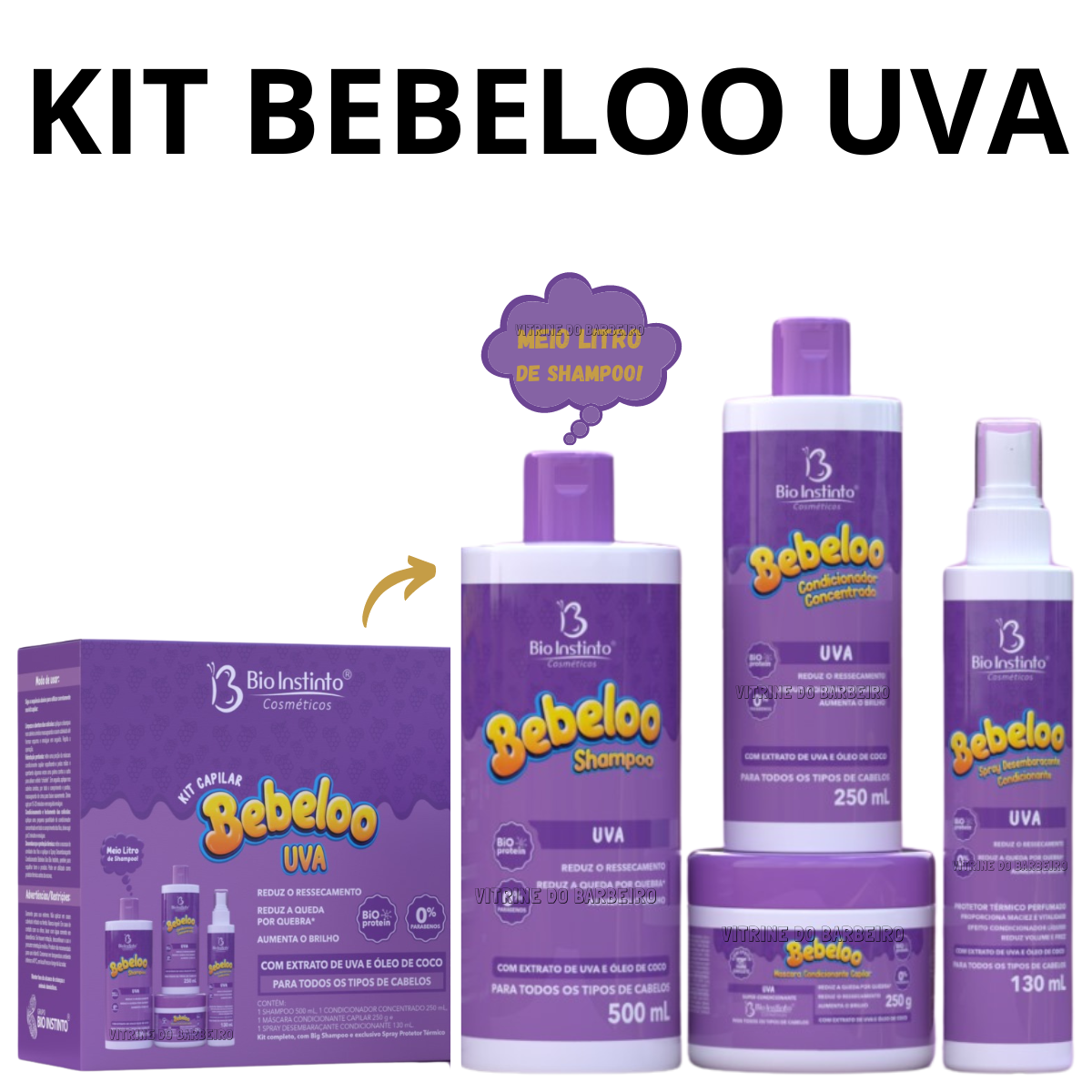 Kit Capilar Bebeloo Uva Kit Para Nutrição Hidratação Brilho