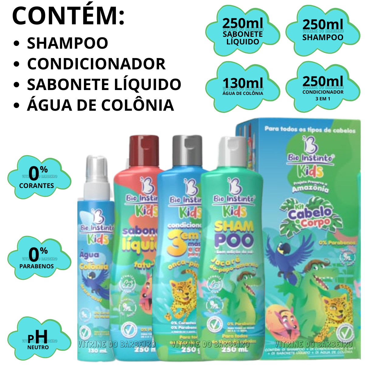 Kit Banho Cabelo Corpo Kids Para Cuidado Criança Maternidade