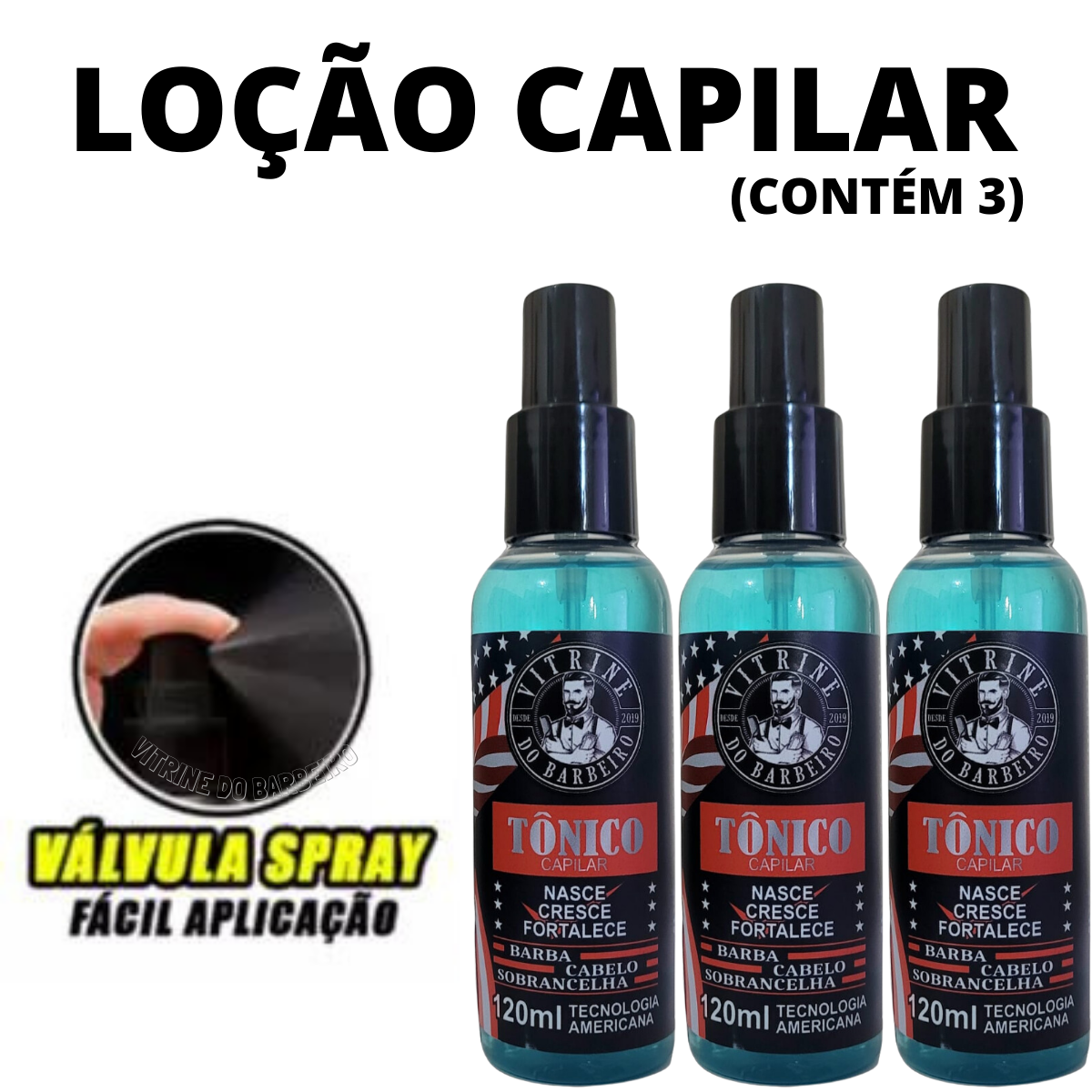 3 Tônico 120ml Nasce Cresce E Fortalece Anti Alopecia Areata