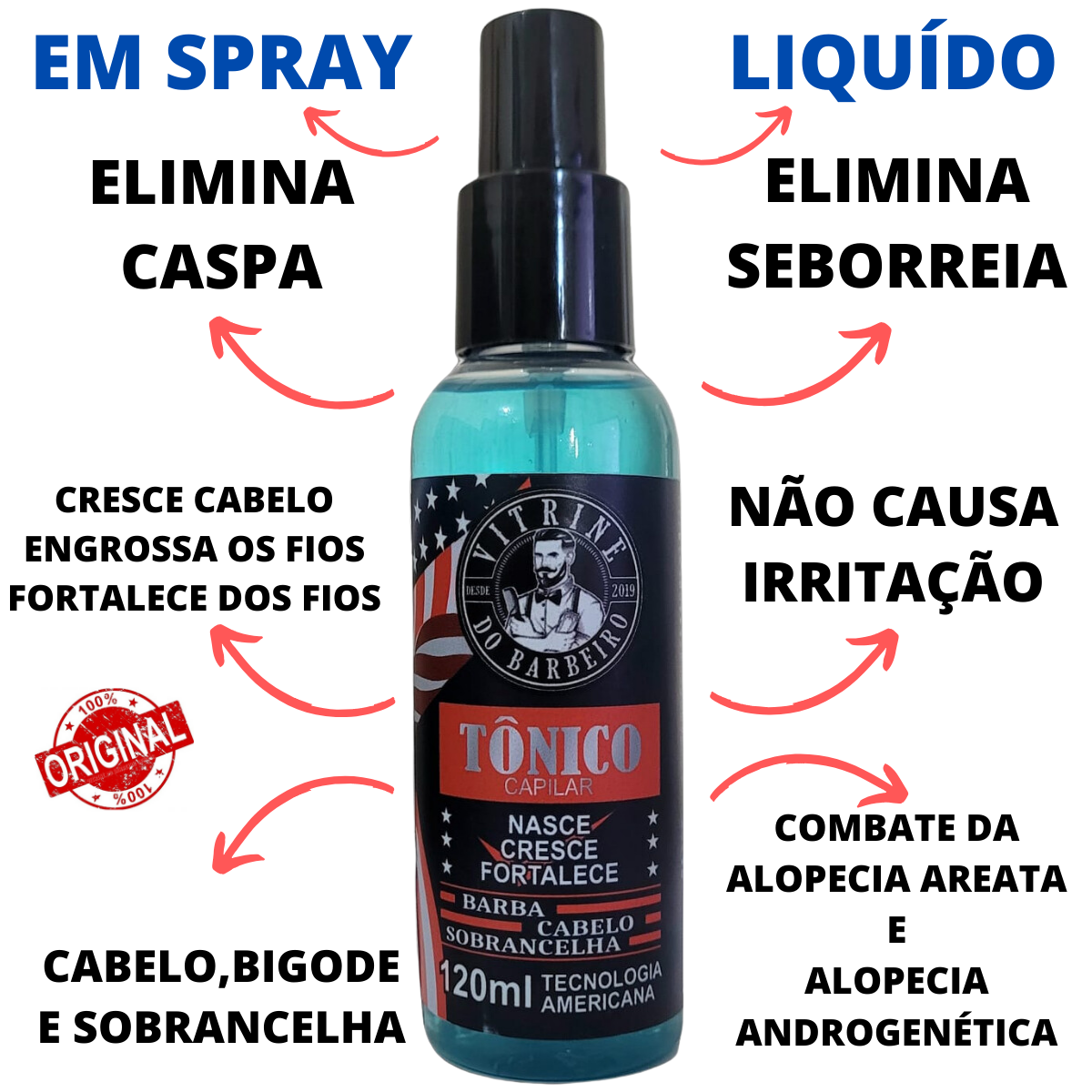 Tratamento Capilar Para Calvície Tônico + Rolo Microperfuração