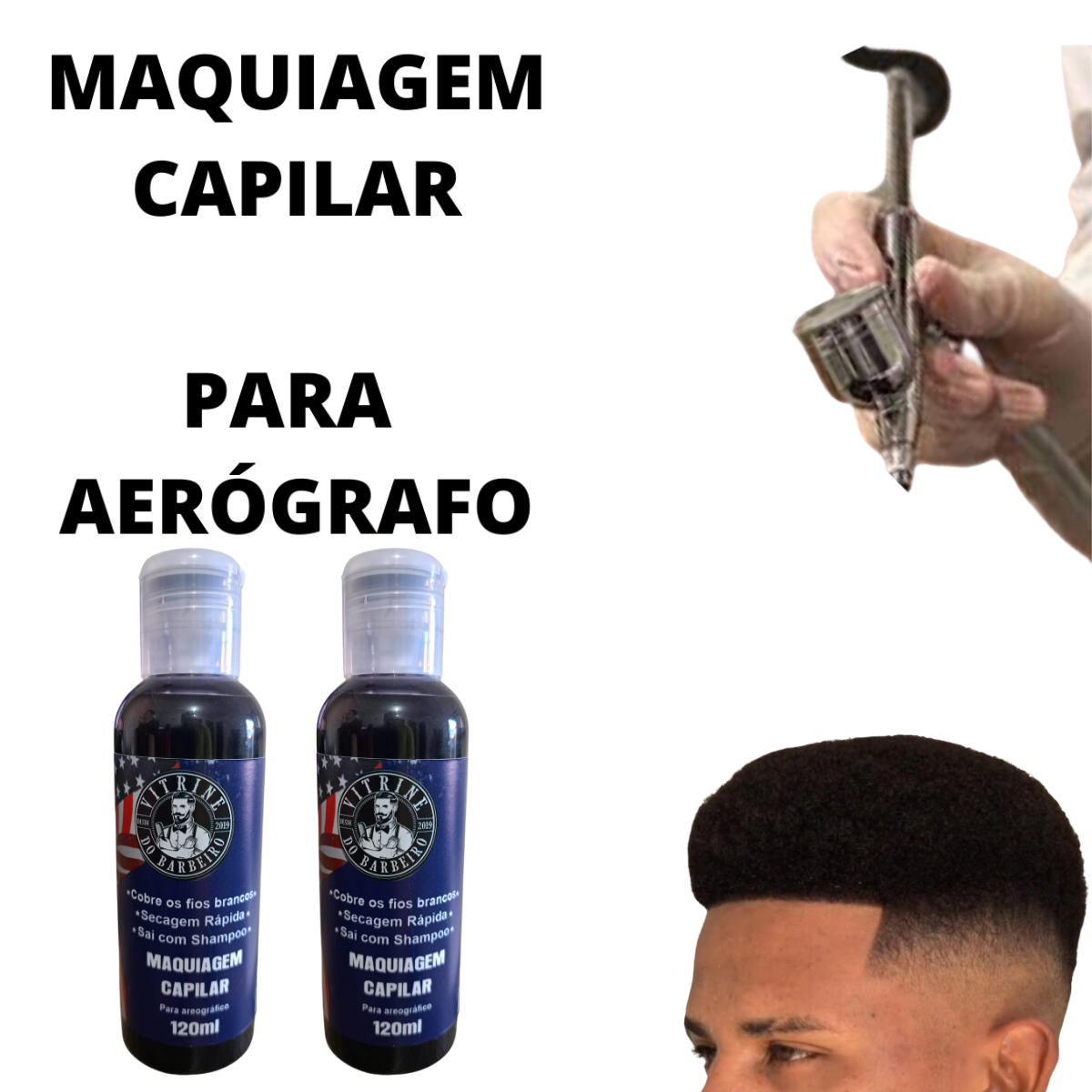 Kit 02 Tinta Preta Para Aerógrafo Pigmentação Capilar