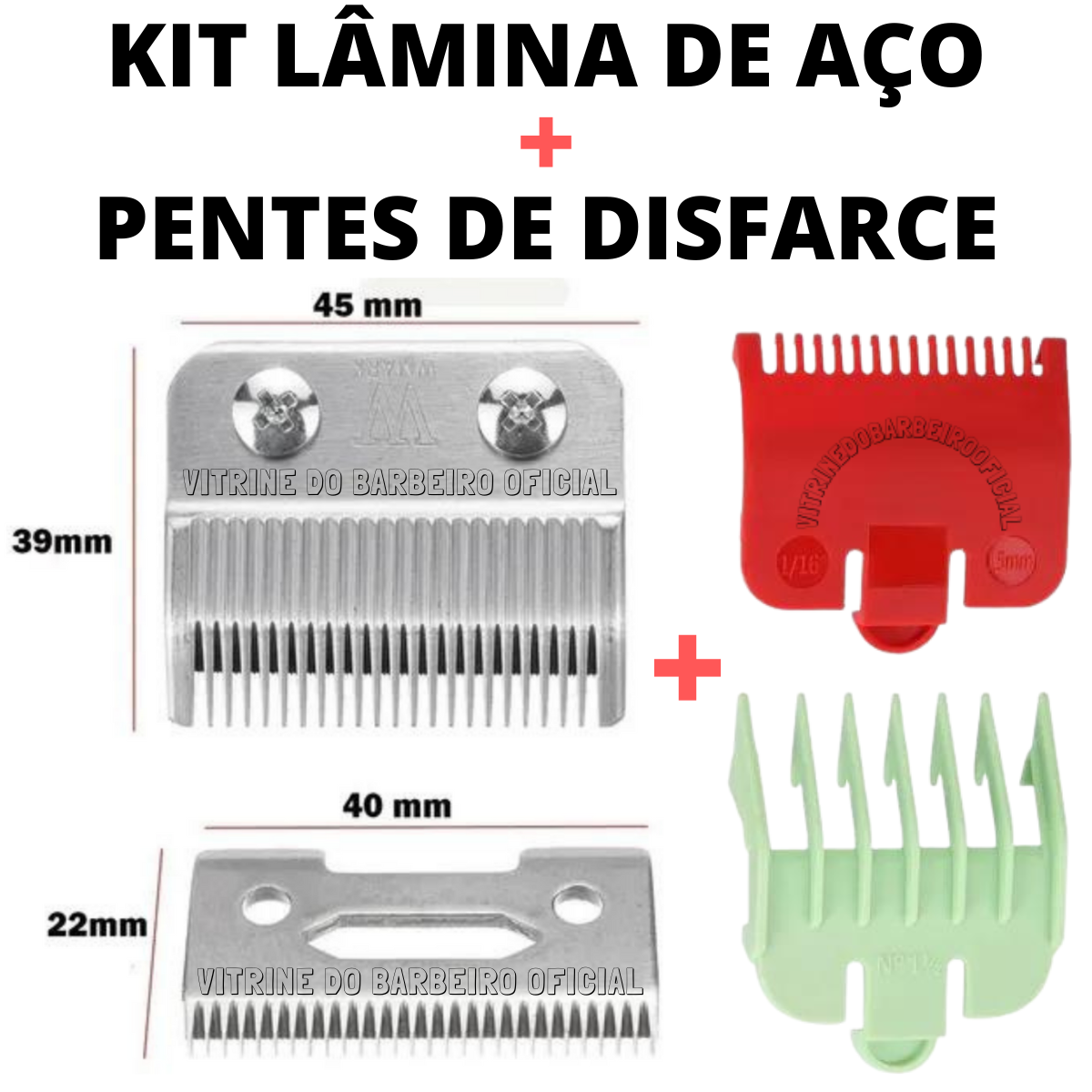 Kit Lâmina Aço + 2 Pentes Disfarce 0.5 E 1.5