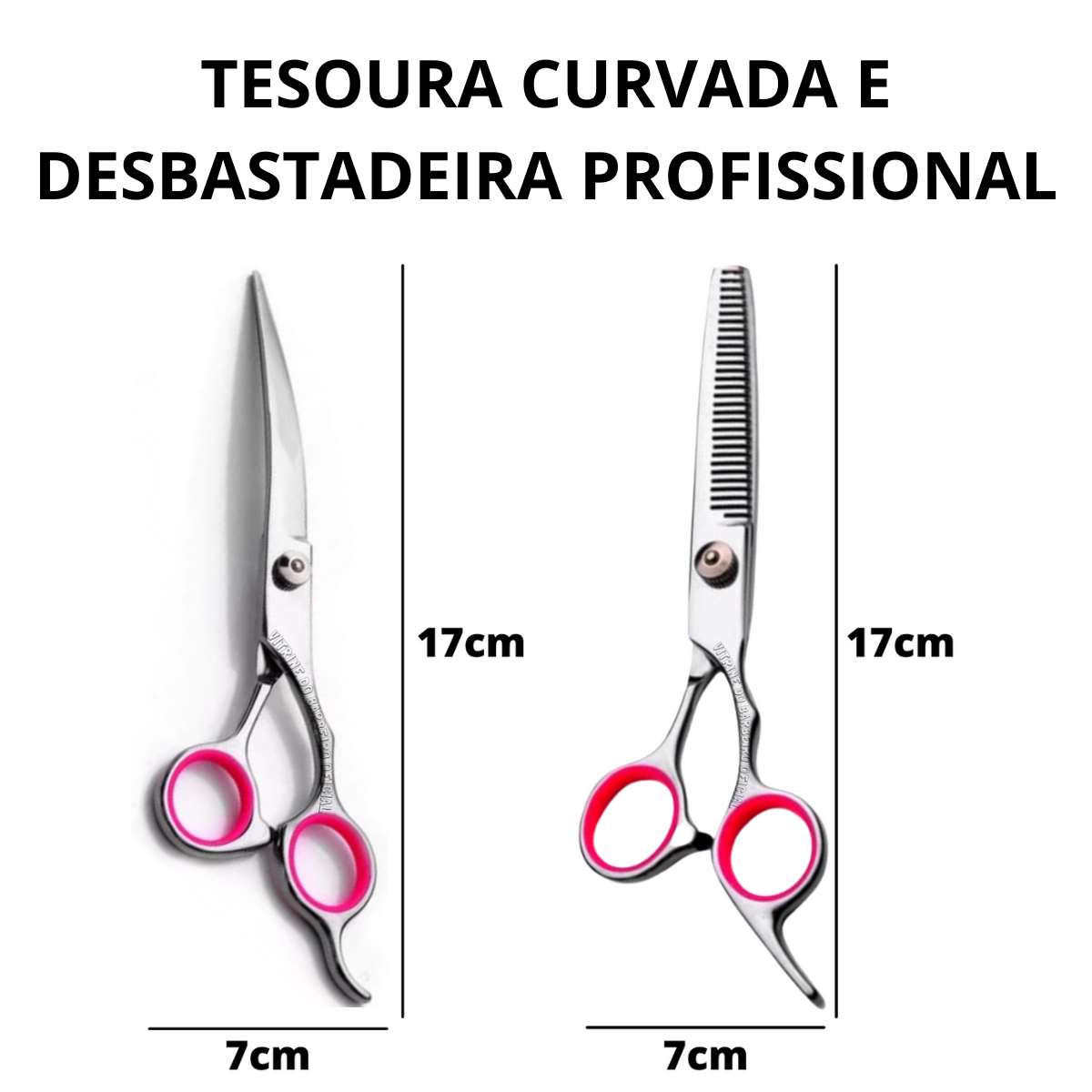 Kit Tesoura Curvada + Desbastadeira Tosa Pet Para Petshop