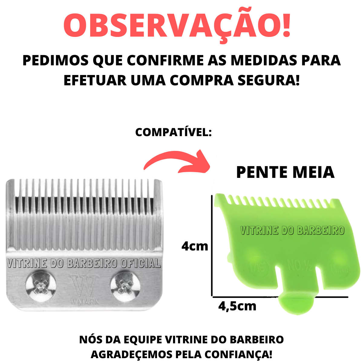 Pente Meia 0.5mm Para Máquina De Corte Profissional